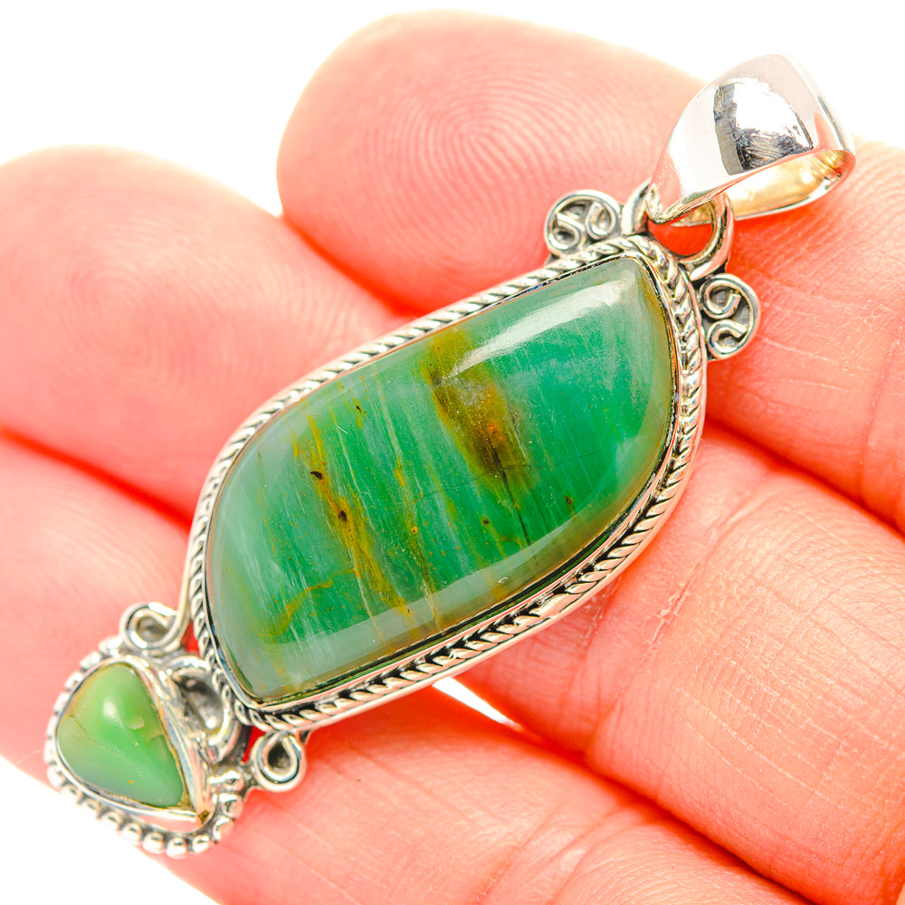 Green Moss Agate Pendants handcrafted by Ana Silver Co - PD31838