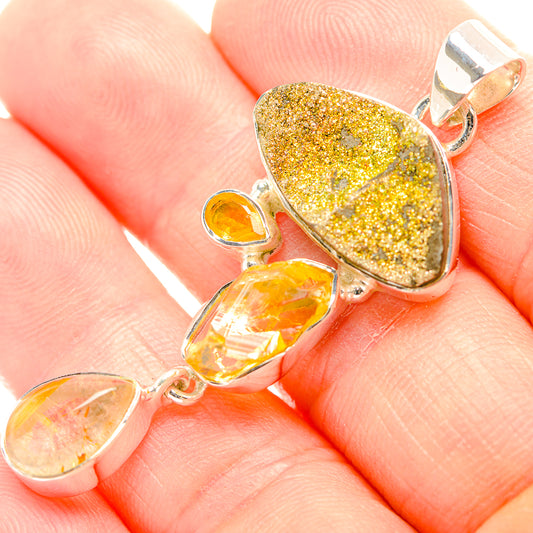 Spectro Pyrite Druzy Pendants handcrafted by Ana Silver Co - PD31852