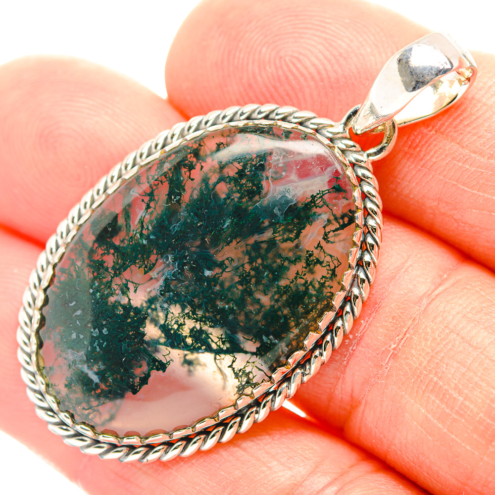 Green Moss Agate Pendants handcrafted by Ana Silver Co - PD31883