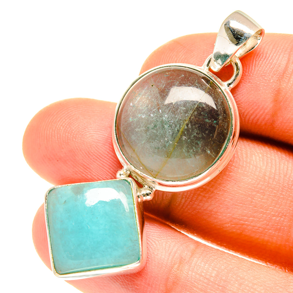 Blue Fluorite Pendants handcrafted by Ana Silver Co - PD3191