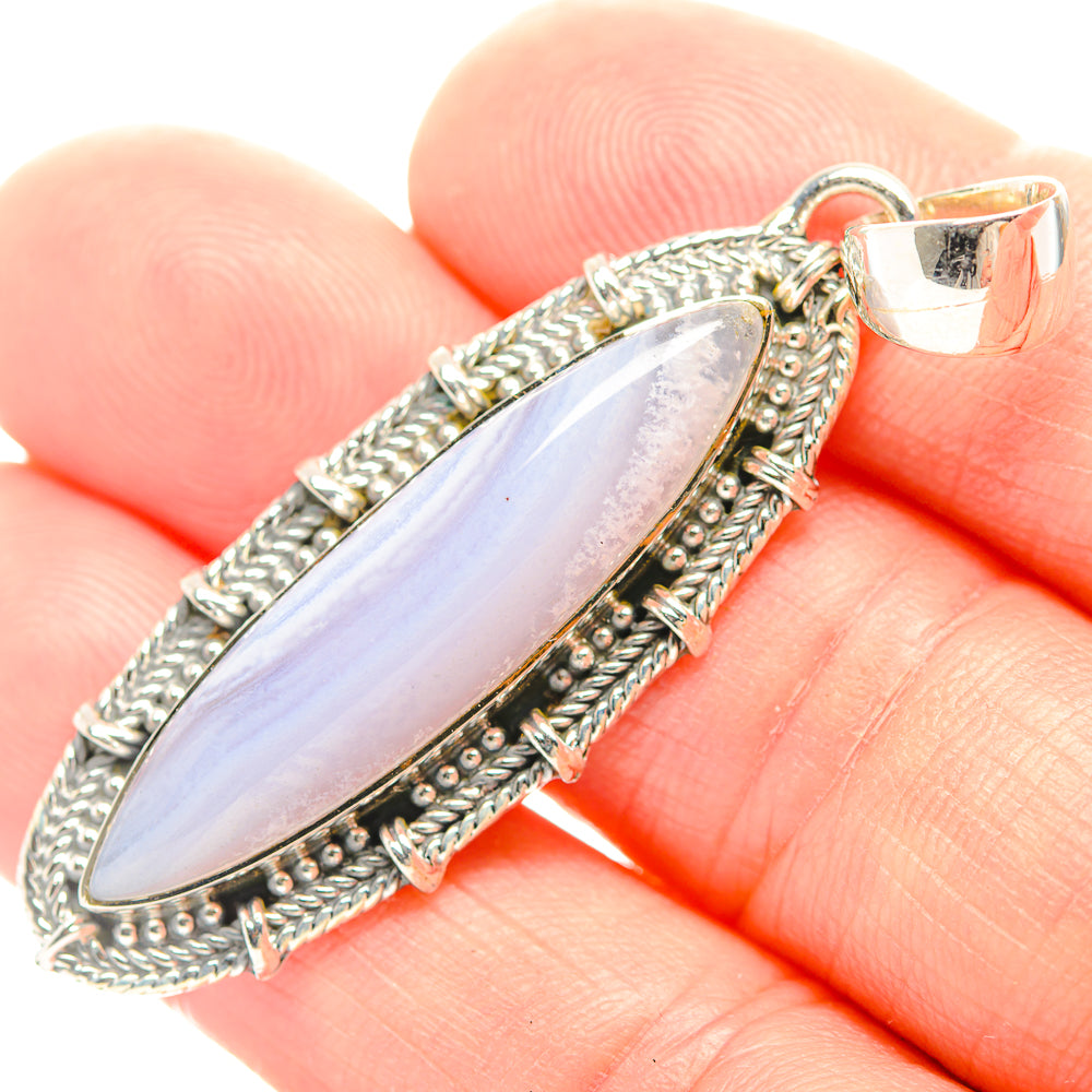 Blue Lace Agate Pendants handcrafted by Ana Silver Co - PD31976