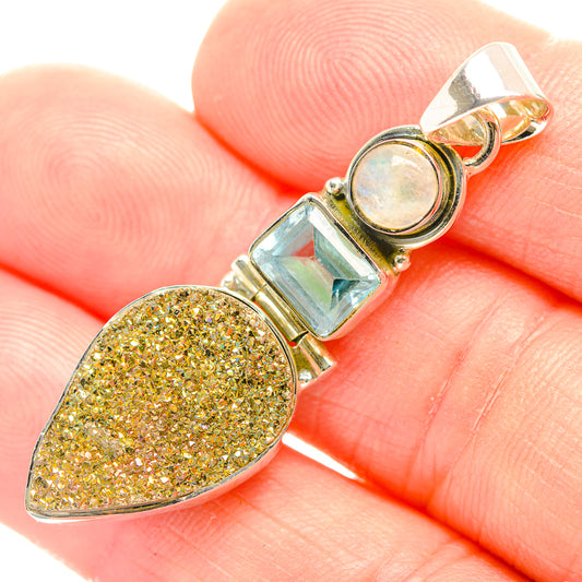 Spectro Pyrite Druzy Pendants handcrafted by Ana Silver Co - PD31977