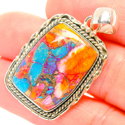 Kingman Pink Dahlia Turquoise Pendants handcrafted by Ana Silver Co - PD31995