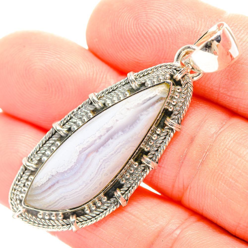 Blue Lace Agate Pendants handcrafted by Ana Silver Co - PD31997