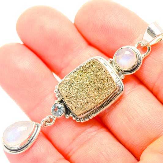 Spectro Pyrite Druzy Pendants handcrafted by Ana Silver Co - PD32003