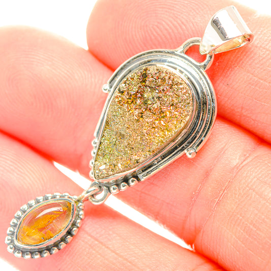 Spectro Pyrite Druzy Pendants handcrafted by Ana Silver Co - PD32011