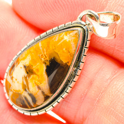 Sterling silver oval jasper pendant close-up with loop bail and beaded edge