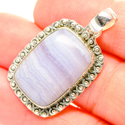 Blue Lace Agate Pendants handcrafted by Ana Silver Co - PD32036