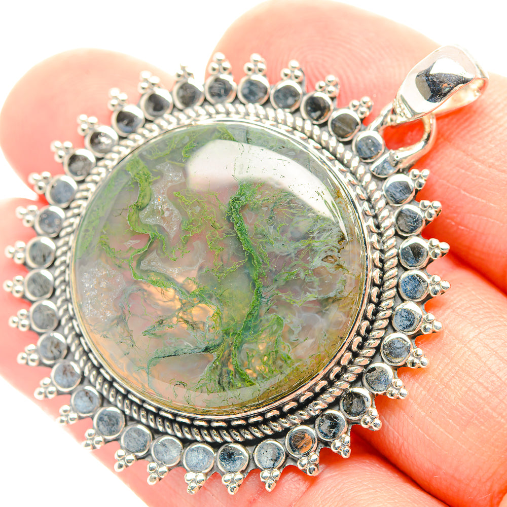 Green Moss Agate Pendants handcrafted by Ana Silver Co - PD32053