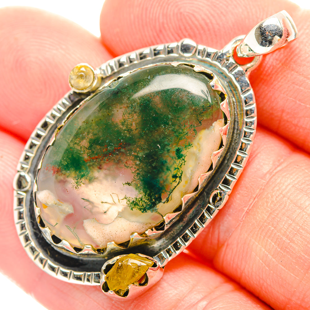 Green Moss Agate Pendants handcrafted by Ana Silver Co - PD32059