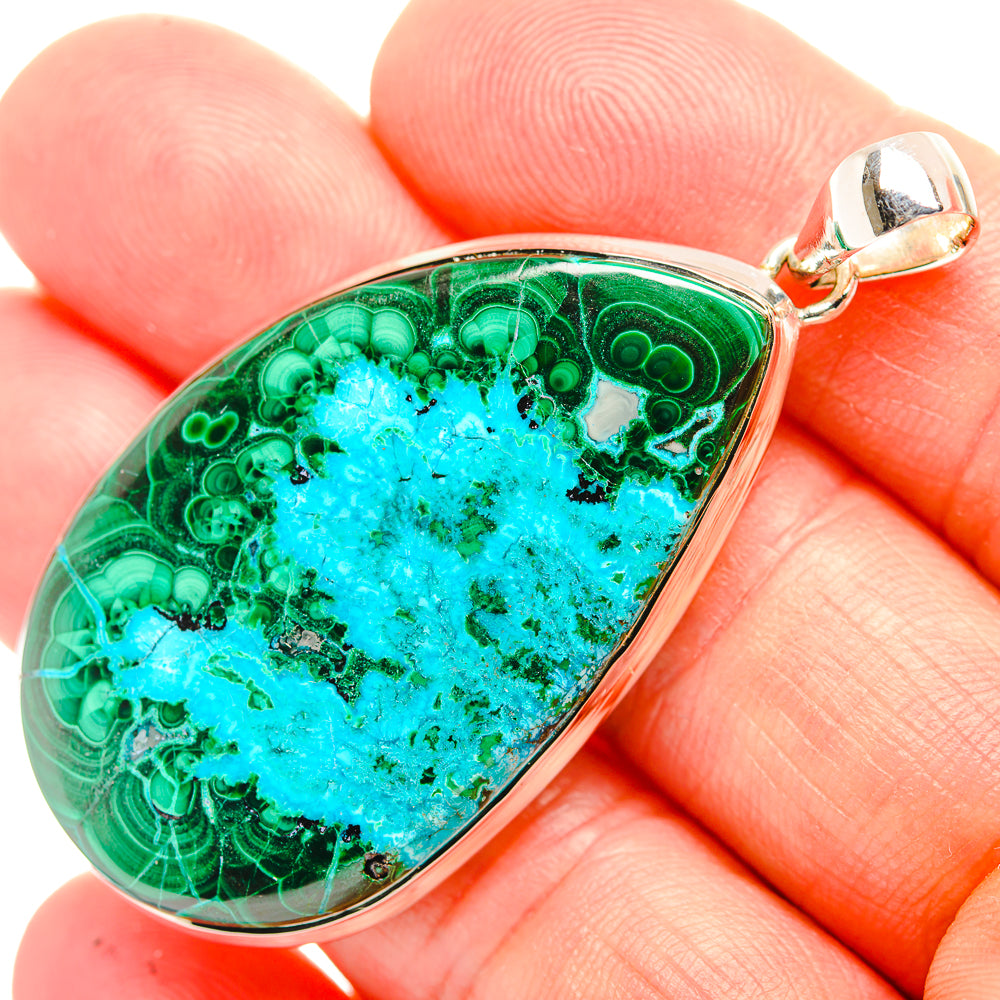 Malachite In Chrysocolla Pendants handcrafted by Ana Silver Co - PD32076