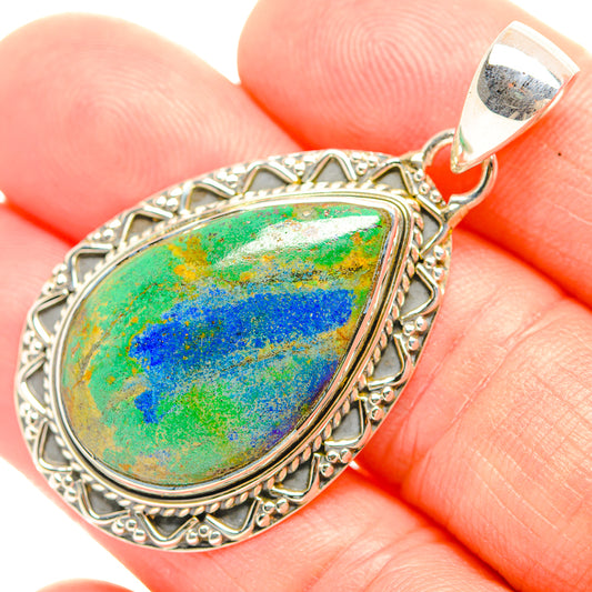 Azurite In Malachite Pendants handcrafted by Ana Silver Co - PD32089