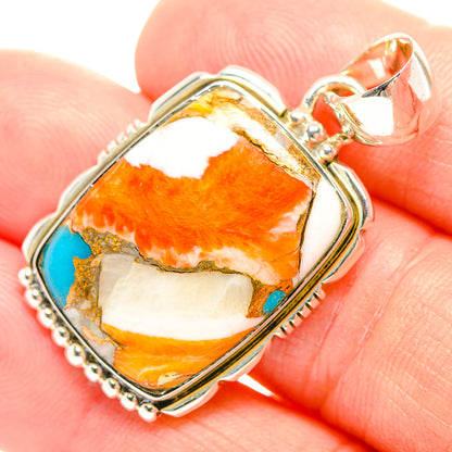 Blue Orange Copper Composite Turquoise Pendants handcrafted by Ana Silver Co - PD32105