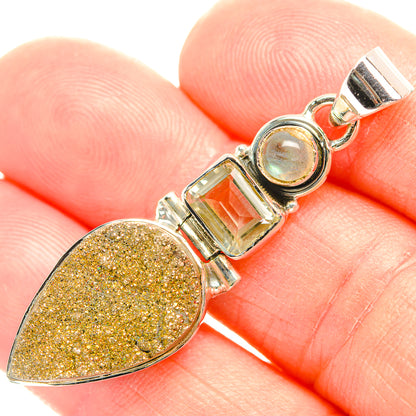 Spectro Pyrite Druzy Pendants handcrafted by Ana Silver Co - PD32116