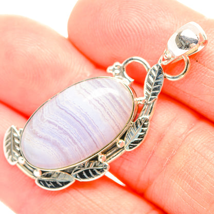 Blue Lace Agate Pendants handcrafted by Ana Silver Co - PD32125