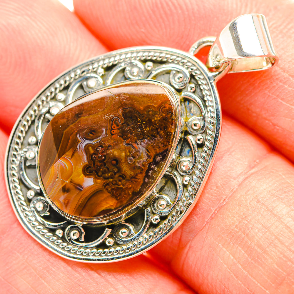 Mexican Fire Agate Pendants handcrafted by Ana Silver Co - PD32165