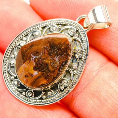 Mexican Fire Agate Pendants handcrafted by Ana Silver Co - PD32165