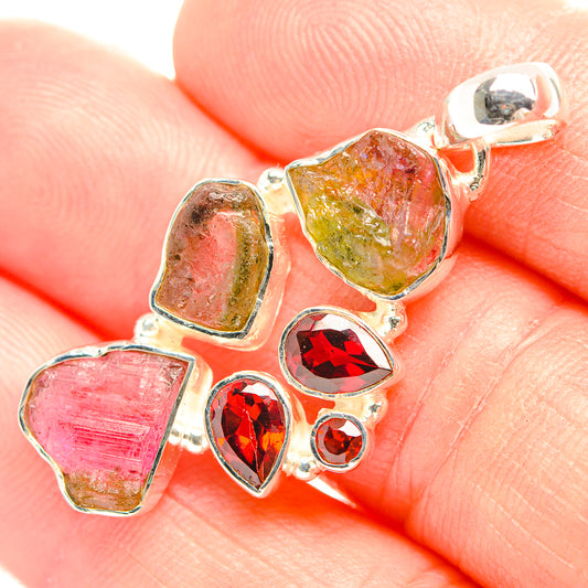 Watermelon Tourmaline Pendants handcrafted by Ana Silver Co - PD32178