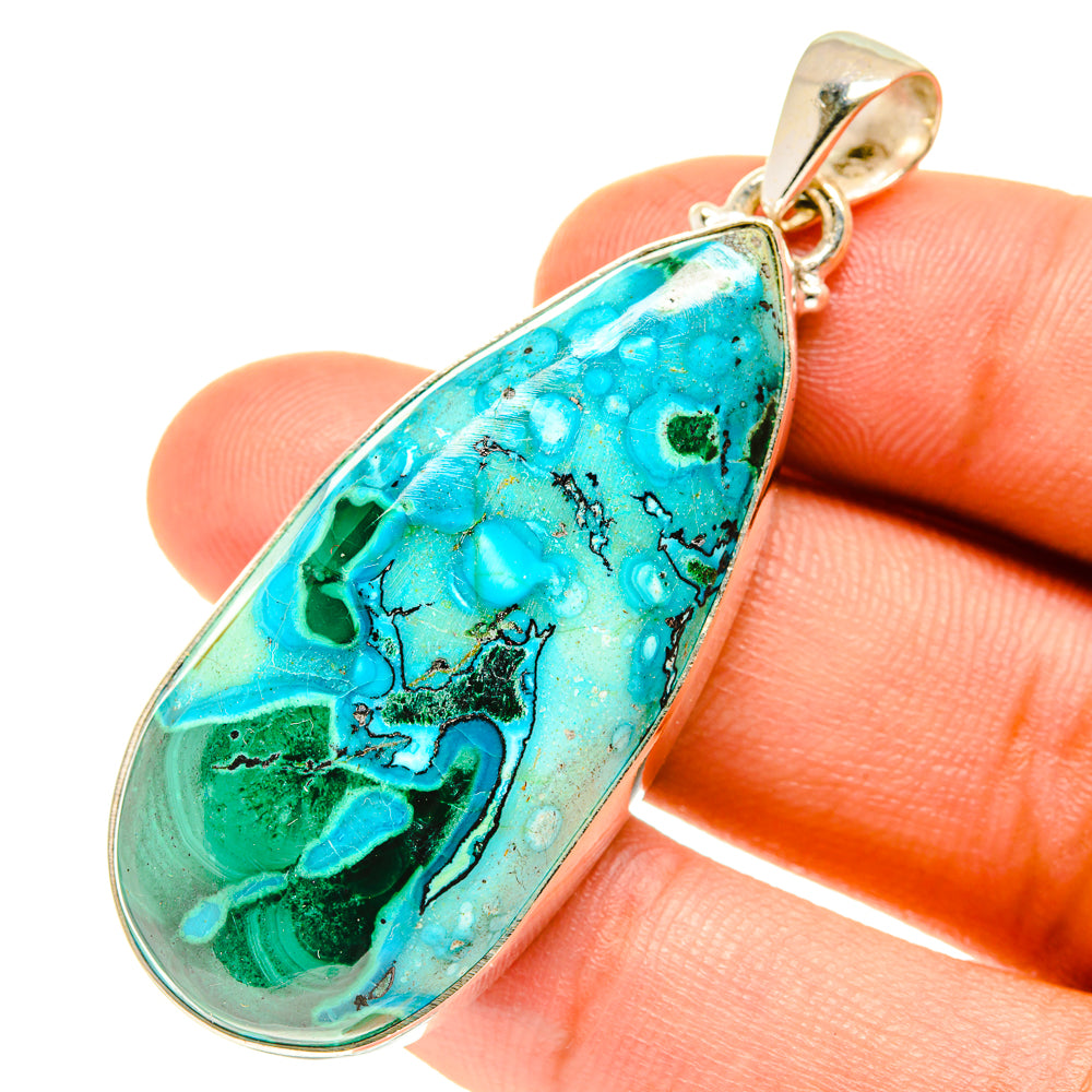Malachite In Chrysocolla Pendants handcrafted by Ana Silver Co - PD3219