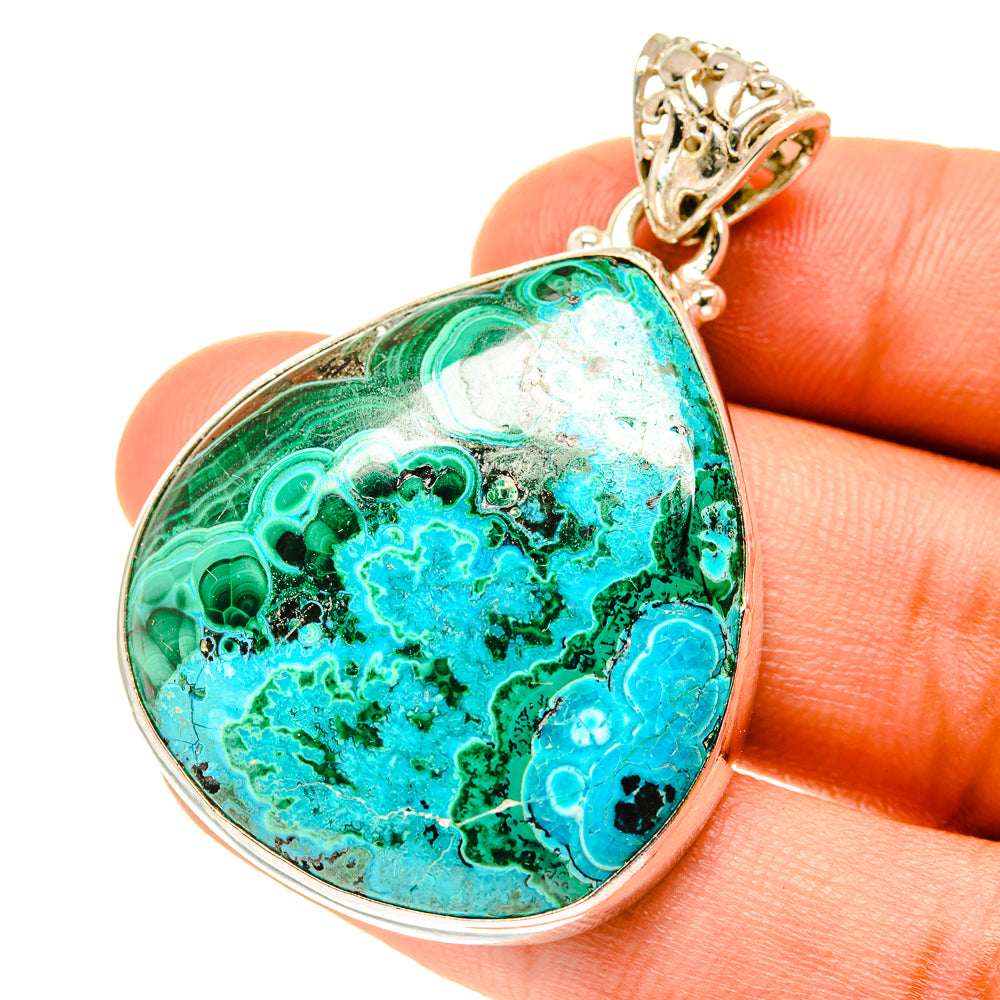 Malachite In Chrysocolla Pendants handcrafted by Ana Silver Co - PD3220