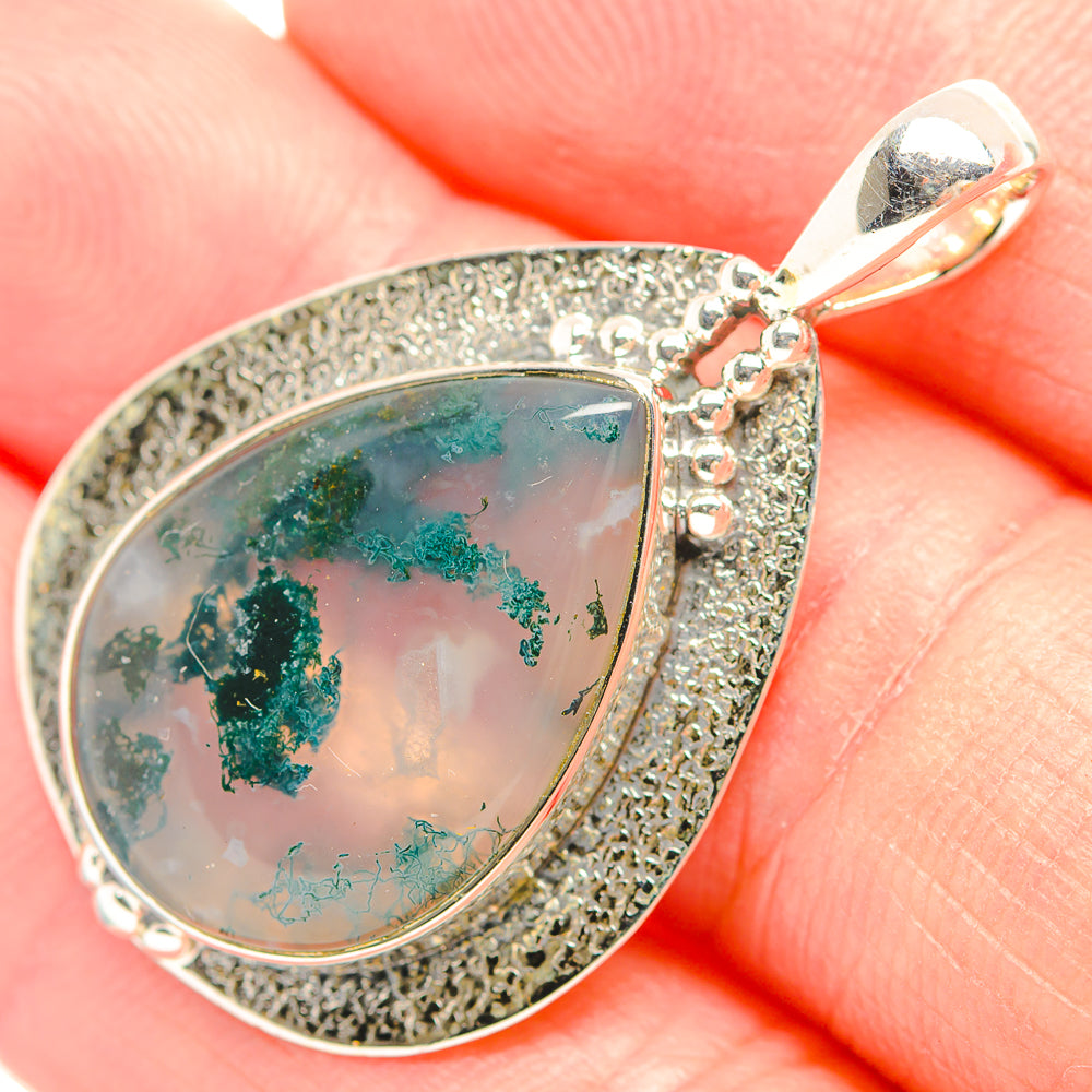 Green Moss Agate Pendants handcrafted by Ana Silver Co - PD32244