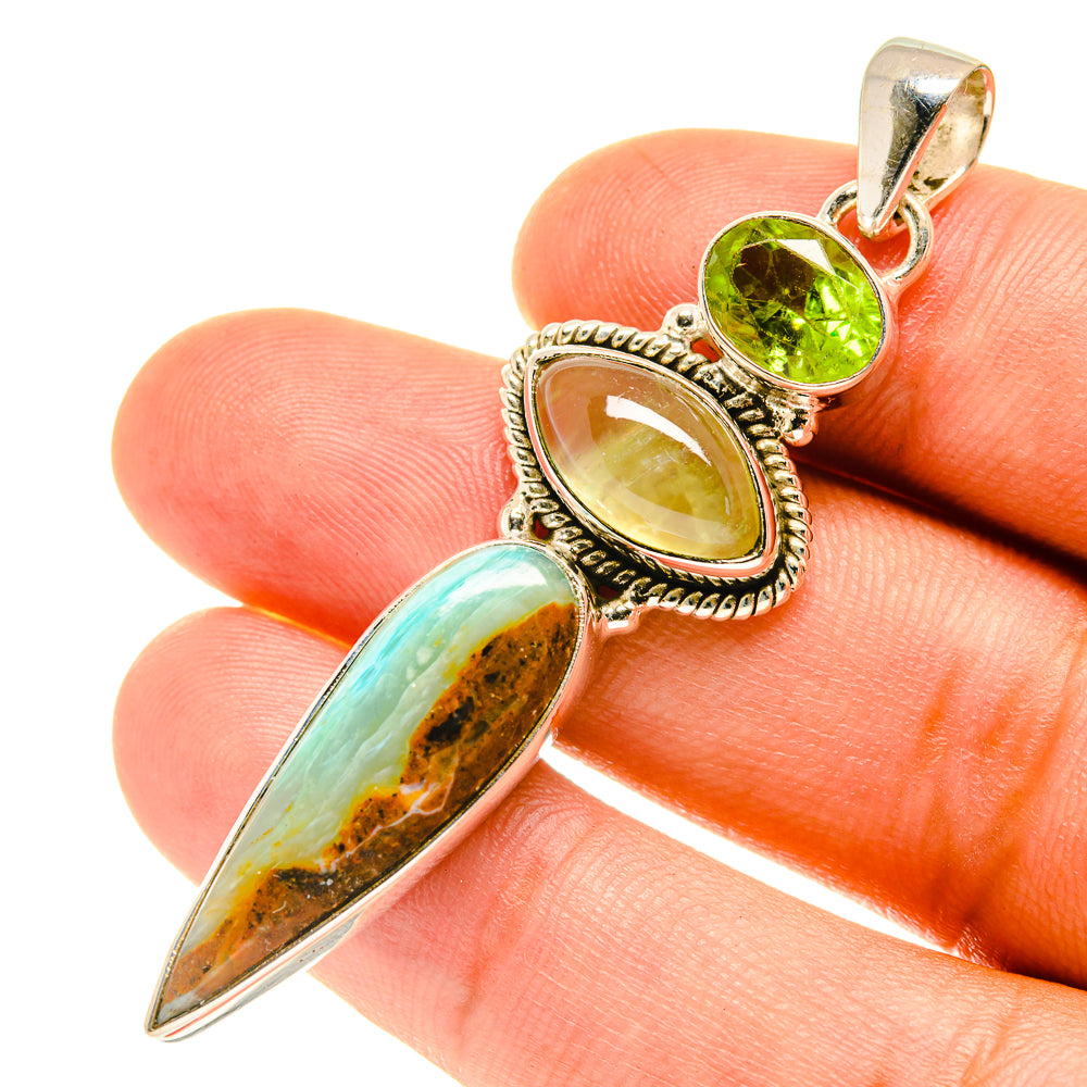 Peruvian Opal Pendants handcrafted by Ana Silver Co - PD3226