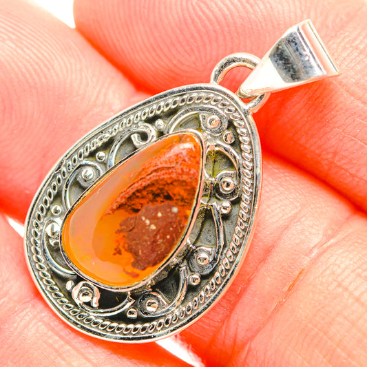 Mexican Fire Opal Pendants handcrafted by Ana Silver Co - PD32287