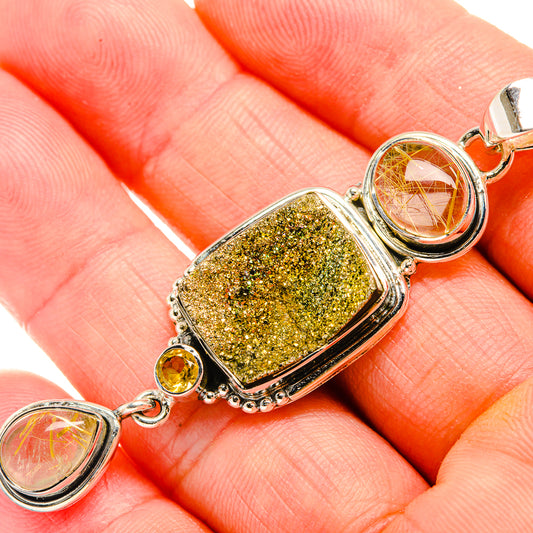 Spectro Pyrite Druzy Pendants handcrafted by Ana Silver Co - PD32376