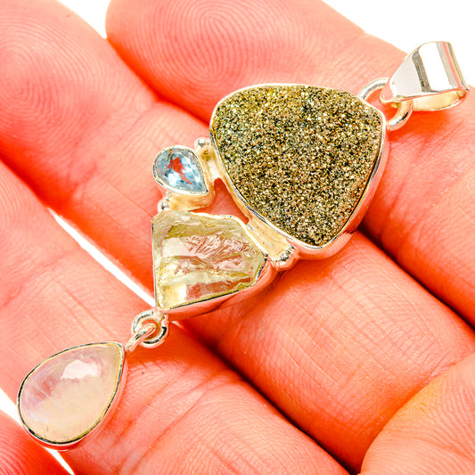 Spectro Pyrite Druzy Pendants handcrafted by Ana Silver Co - PD32378