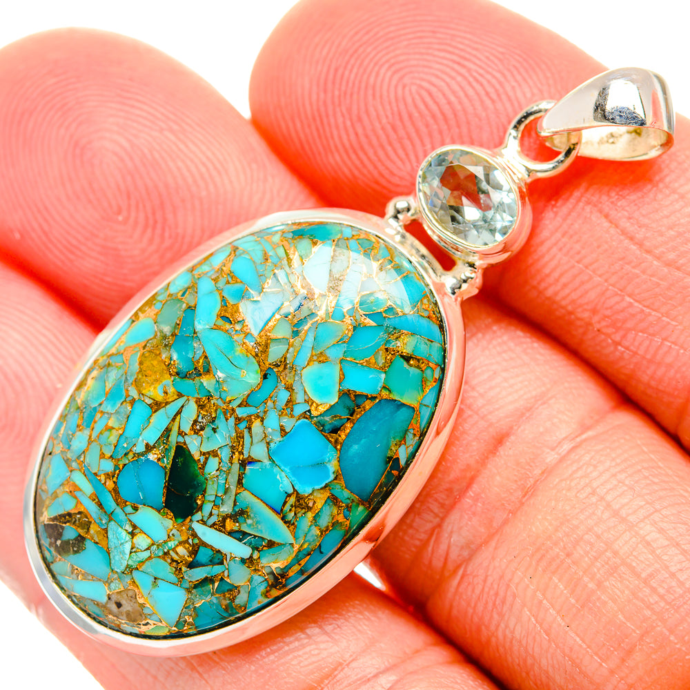 Blue Copper Composite Turquoise Pendants handcrafted by Ana Silver Co - PD32463