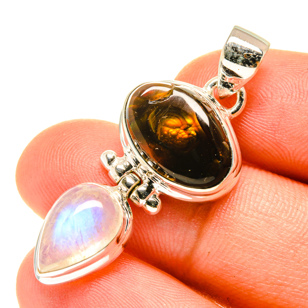 Mexican Fire Agate Pendants handcrafted by Ana Silver Co - PD3247