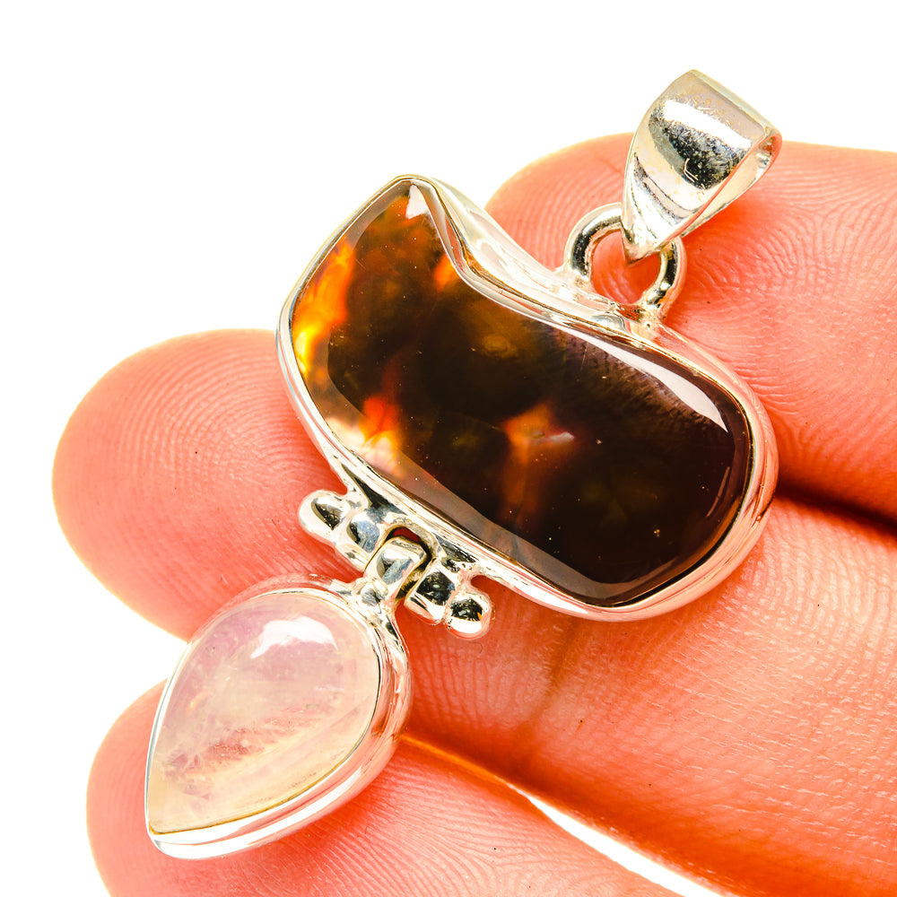 Mexican Fire Agate Pendants handcrafted by Ana Silver Co - PD3248