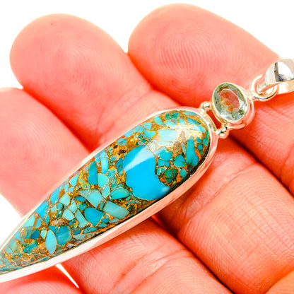 Blue Copper Composite Turquoise Pendants handcrafted by Ana Silver Co - PD32505