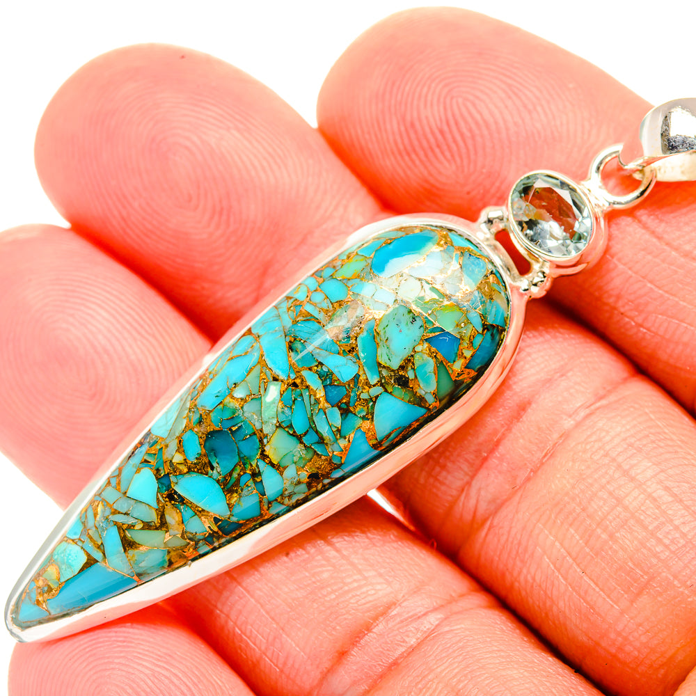 Blue Copper Composite Turquoise Pendants handcrafted by Ana Silver Co - PD32508