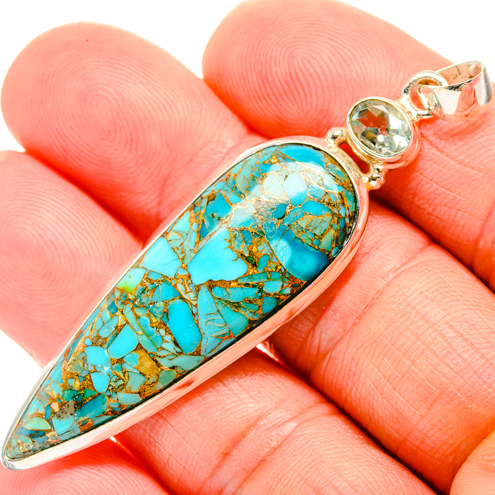 Blue Copper Composite Turquoise Pendants handcrafted by Ana Silver Co - PD32510
