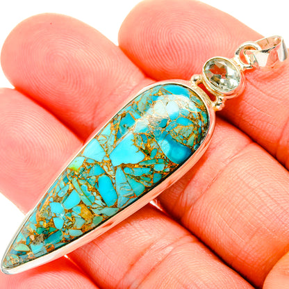 Blue Copper Composite Turquoise Pendants handcrafted by Ana Silver Co - PD32510