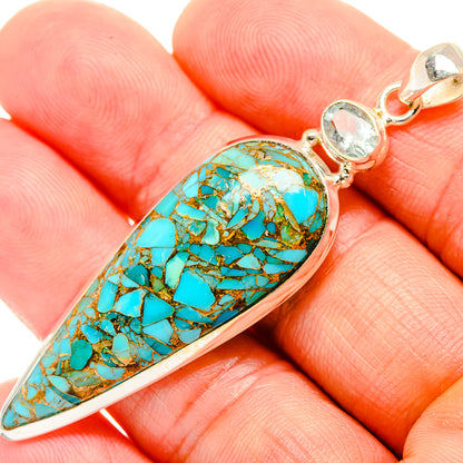 Blue Copper Composite Turquoise Pendants handcrafted by Ana Silver Co - PD32511