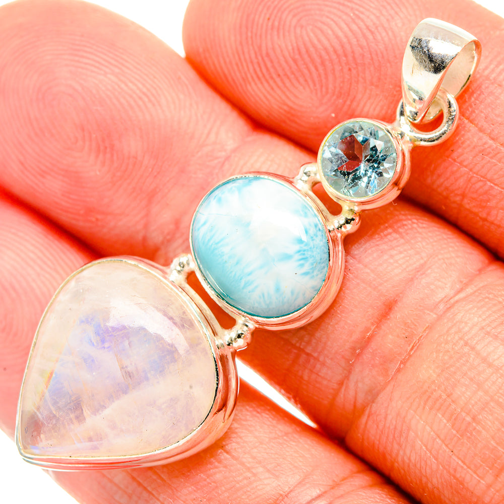 Rainbow Moonstone Pendants handcrafted by Ana Silver Co - PD32634