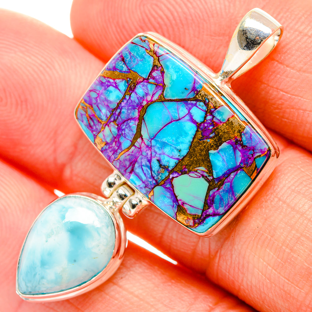 Purple Copper Composite Turquoise Pendants handcrafted by Ana Silver Co - PD32659