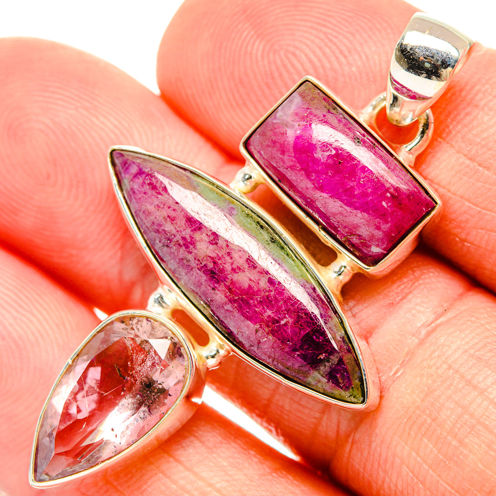 Ruby Zoisite Pendants handcrafted by Ana Silver Co - PD32693