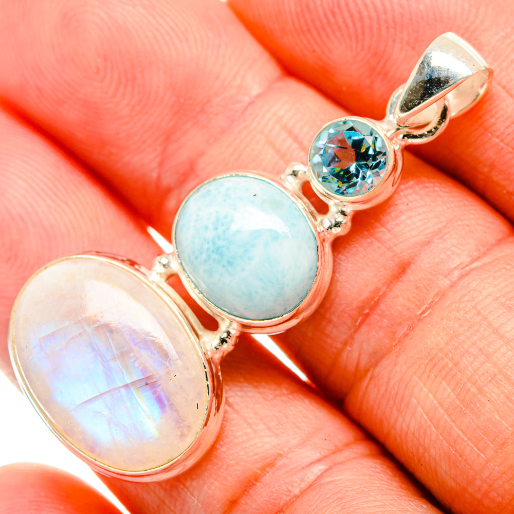 Rainbow Moonstone Pendants handcrafted by Ana Silver Co - PD32712