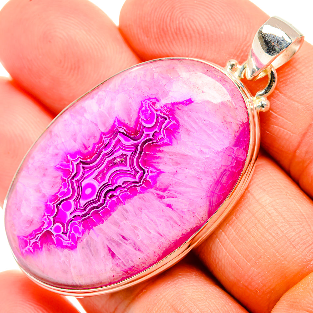 Pink Geode Slice Pendants handcrafted by Ana Silver Co - PD32807