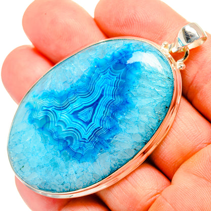 Blue Geode Slice Pendants handcrafted by Ana Silver Co - PD32808