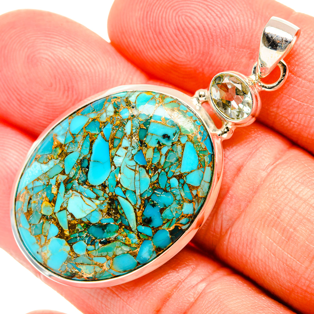 Blue Copper Composite Turquoise Pendants handcrafted by Ana Silver Co - PD32817