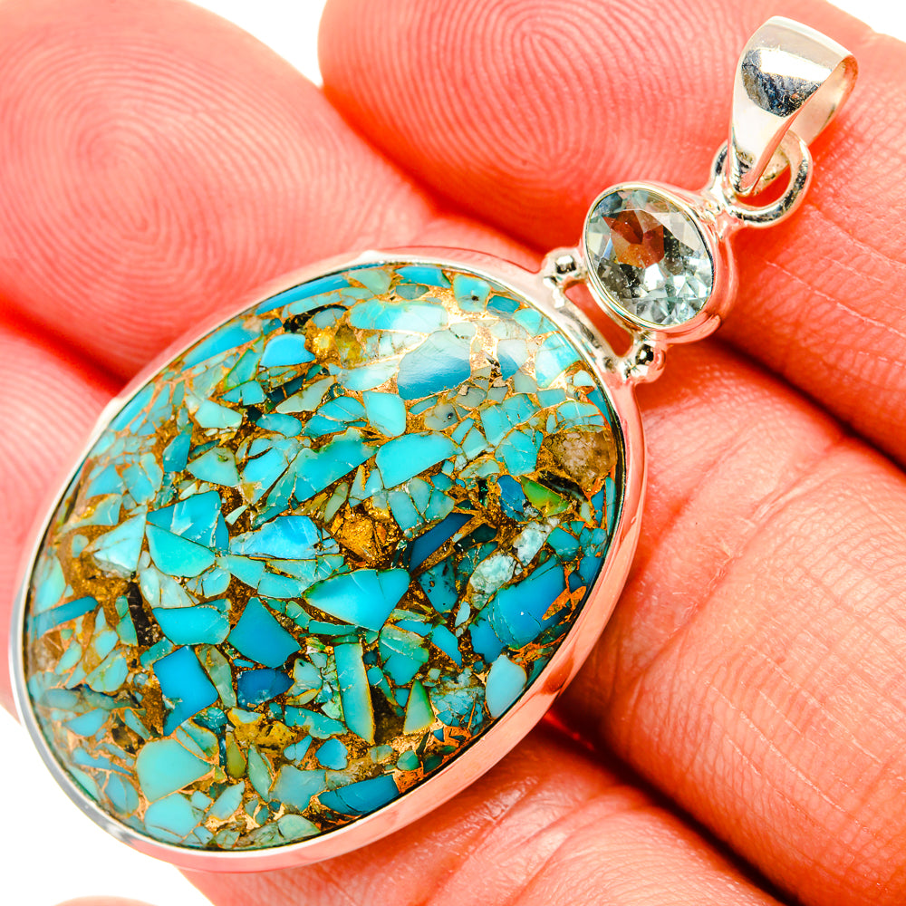 Blue Copper Composite Turquoise Pendants handcrafted by Ana Silver Co - PD32819
