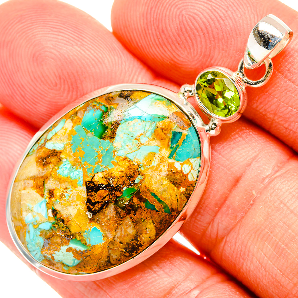 Blue Copper Composite Turquoise Pendants handcrafted by Ana Silver Co - PD32846