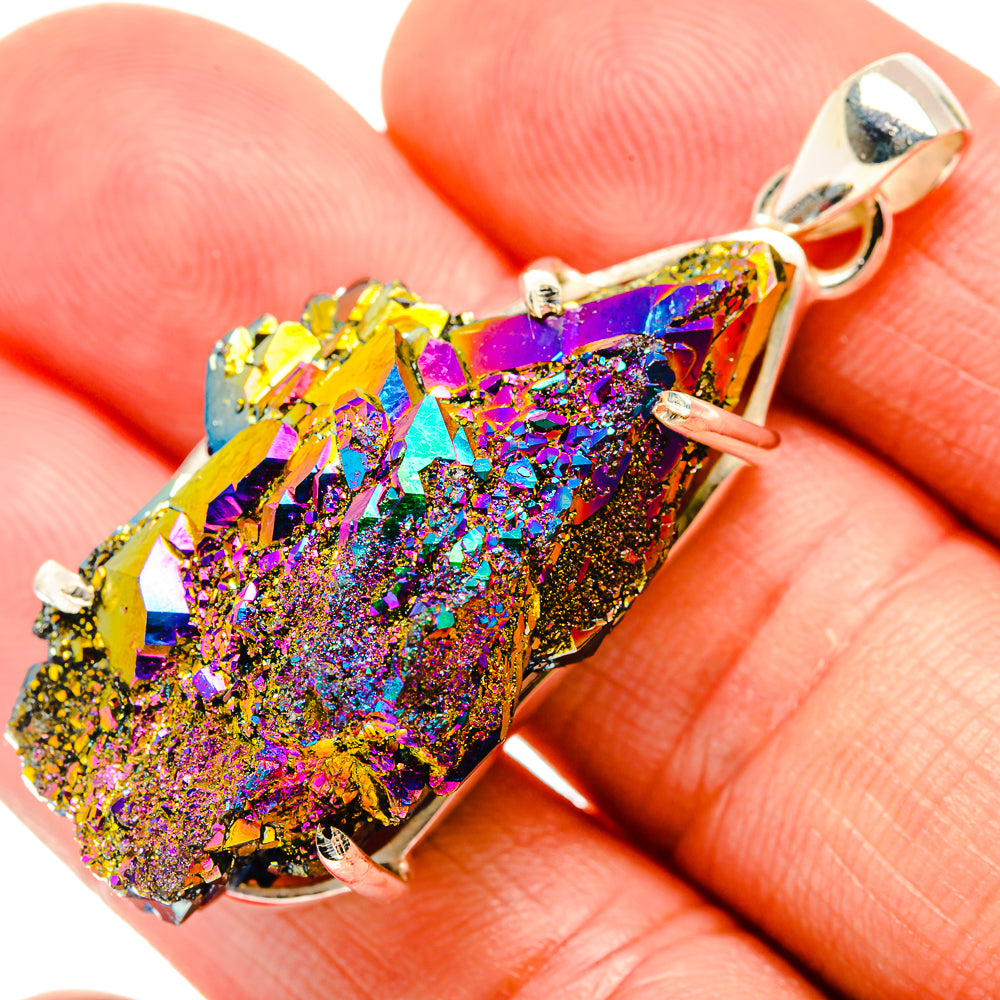 Titanium Sunshine Druzy Pendants handcrafted by Ana Silver Co - PD32874