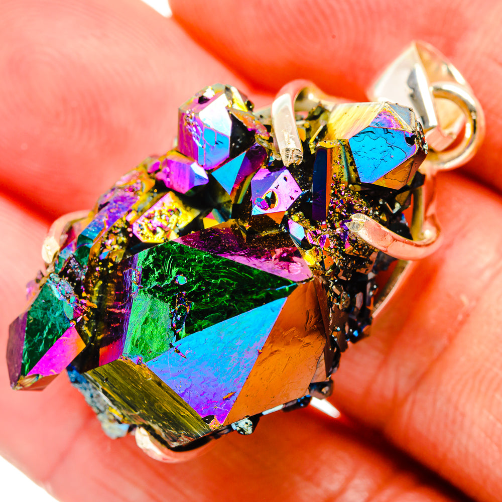 Titanium Sunshine Druzy Pendants handcrafted by Ana Silver Co - PD32875