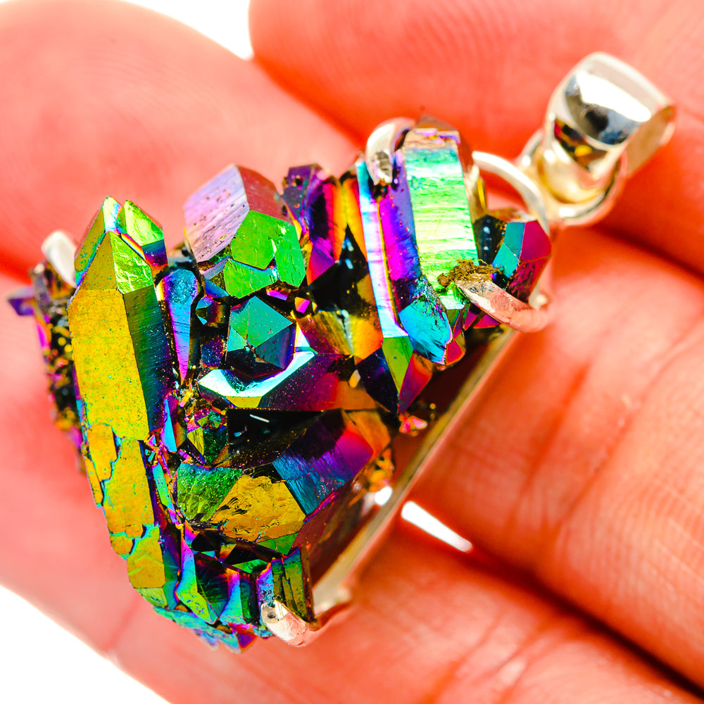 Titanium Sunshine Druzy Pendants handcrafted by Ana Silver Co - PD32876