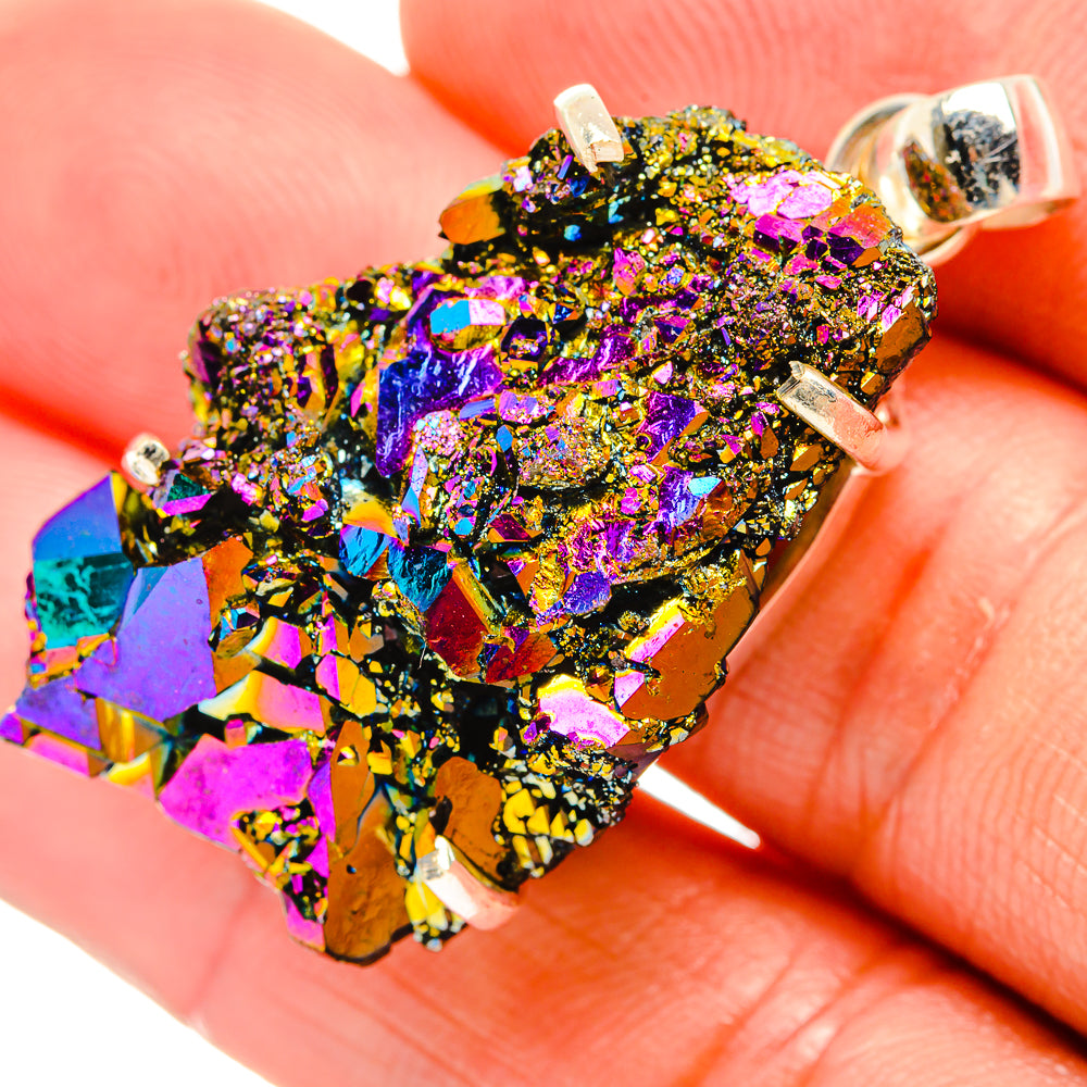 Titanium Sunshine Druzy Pendants handcrafted by Ana Silver Co - PD32879